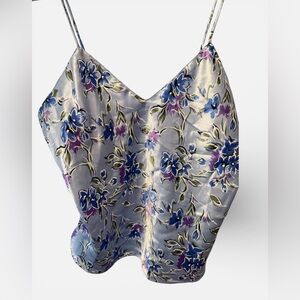Vintage 1980s Satin Floral babydoll tank by Innermost | Coquette Whimsy Summer